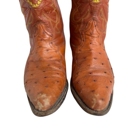 R&R Western Wear Men's Ostrich Cowboy Leather Boots ~Size 7 - Picture 12 of 16